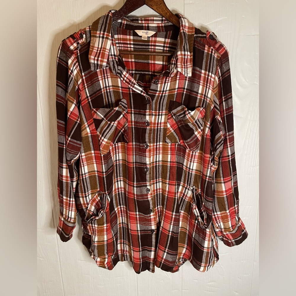 Terra & Sky Women’s Fall Button Flannel 1X (16W-18W)